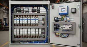 Kompanzasyon panosu ve kondansatör gruplarıyla reaktif güç dengeleme sistemi